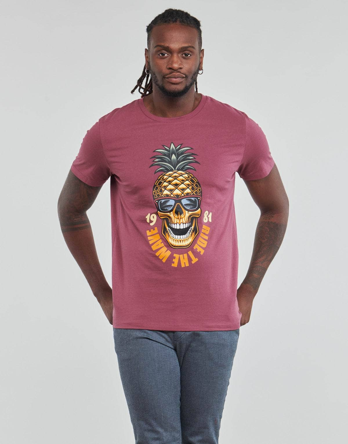 T-shirt Uomo Jack & Jones  JJEUSTACE  Rosa