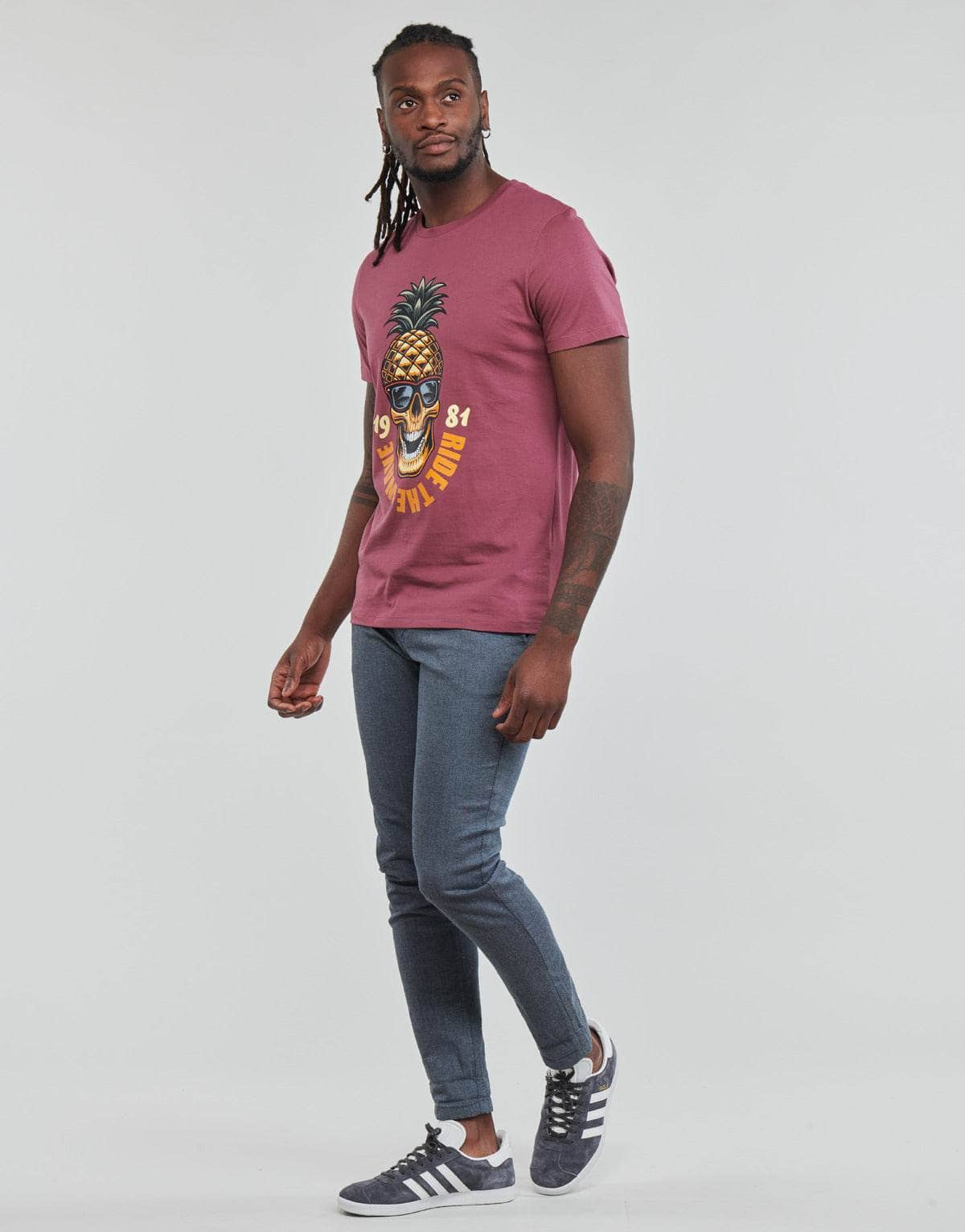 T-shirt Uomo Jack & Jones  JJEUSTACE  Rosa