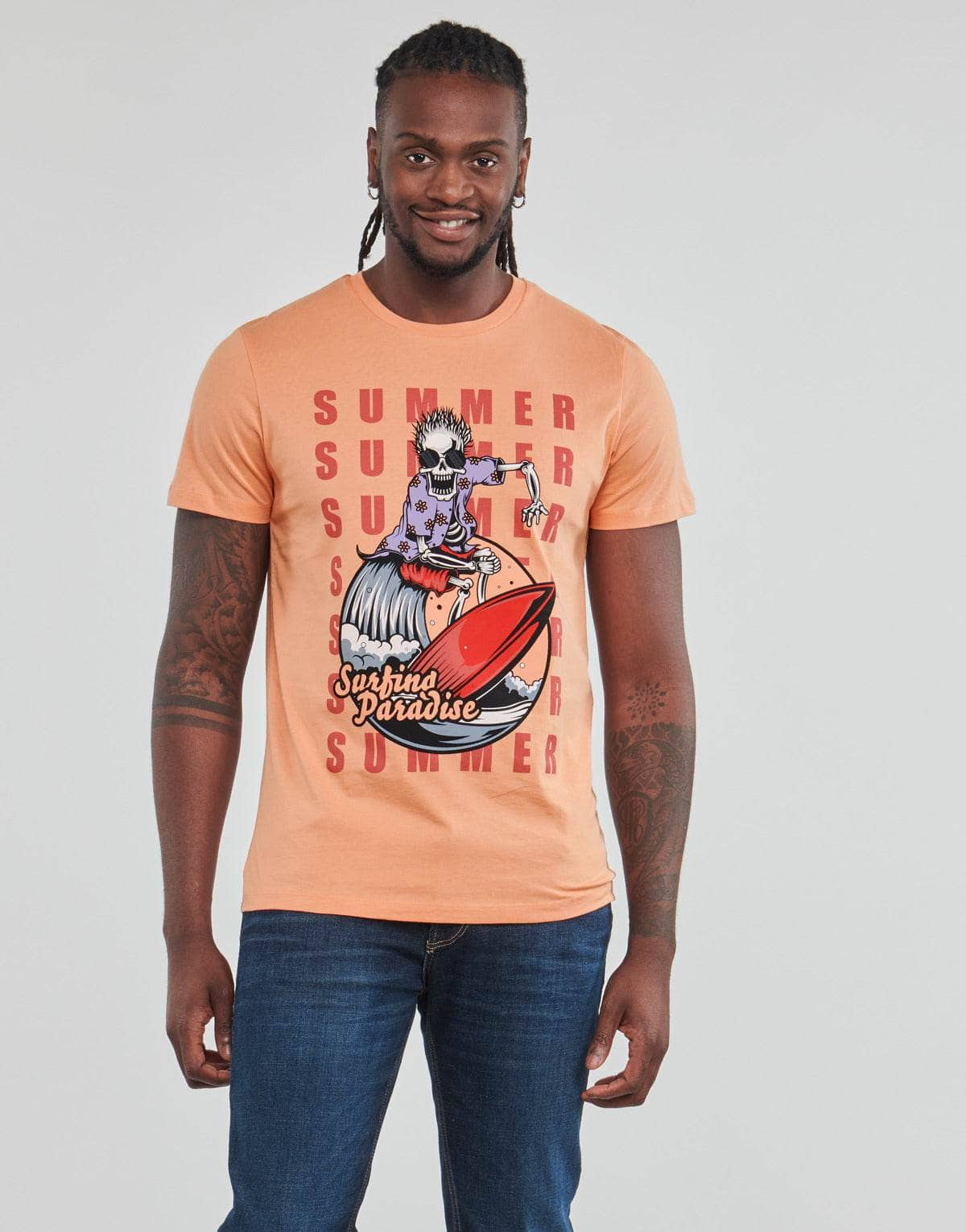 T-shirt Uomo Jack & Jones  JJEUSTACE  Rosa