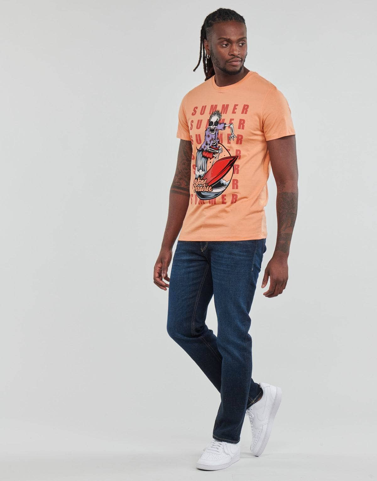 T-shirt Uomo Jack & Jones  JJEUSTACE  Rosa