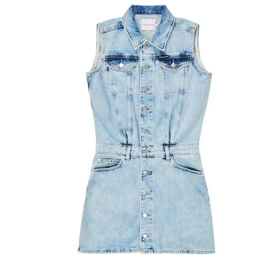 Abito corto ragazza Calvin Klein Jeans  SLEEVELESS BLUE DENIM DRESS  Blu