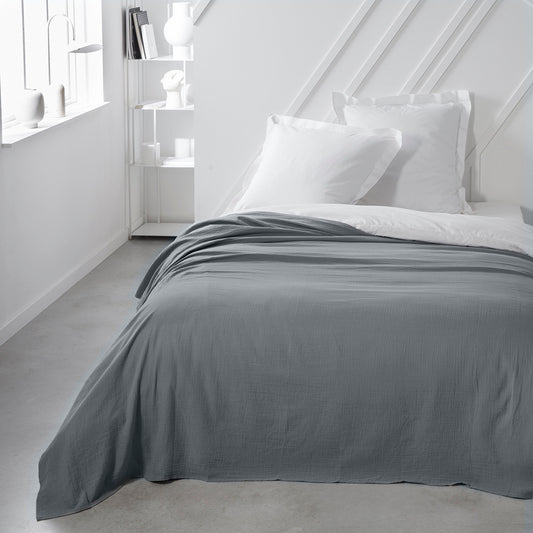 Plaid, coperte  Today  Jete de Lit 220/240 Gaze de coton TODAY Essential Acier  Grigio