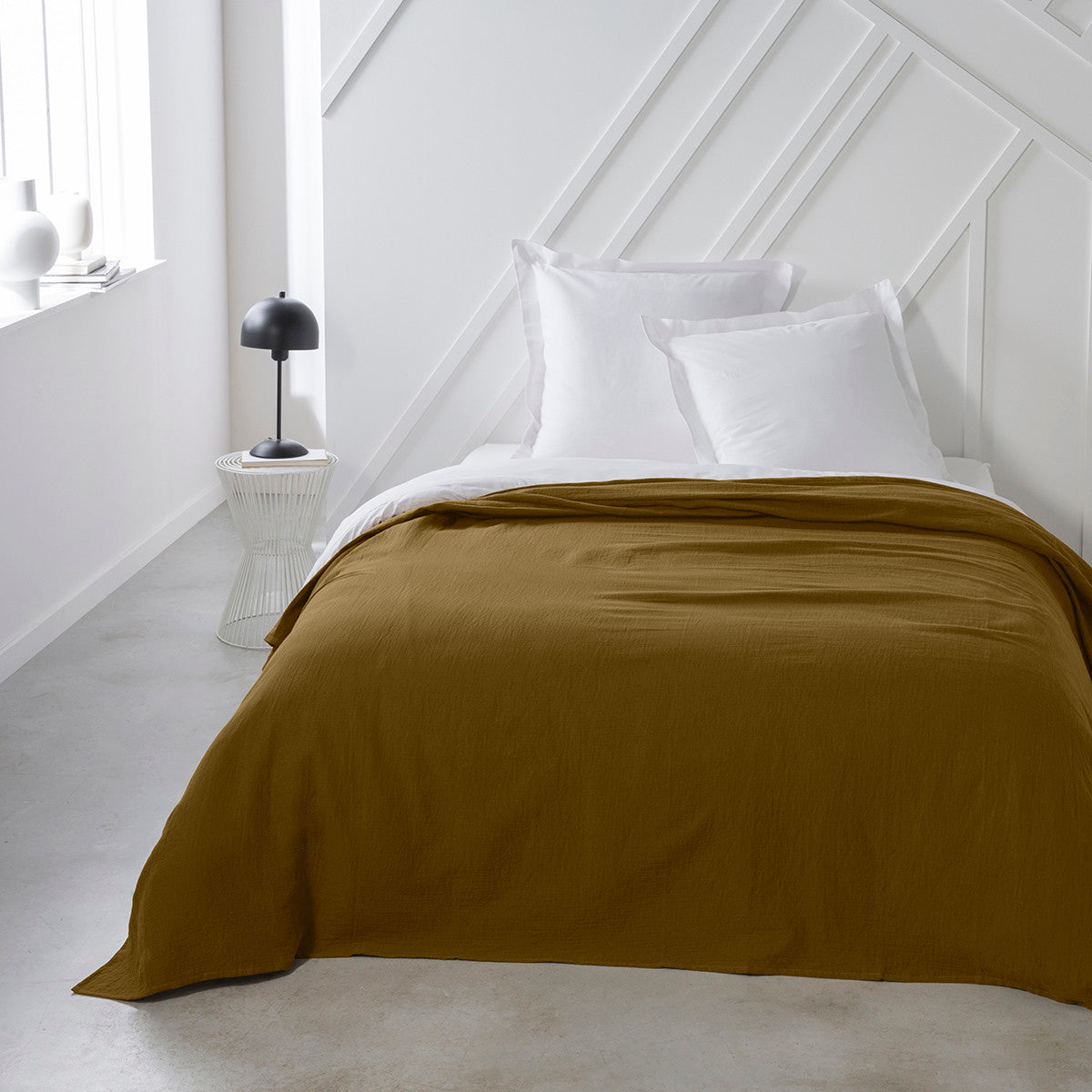 Plaid, coperte  Today  Jete de Lit 220/240 Gaze de coton TODAY Essential Bronze  Marrone