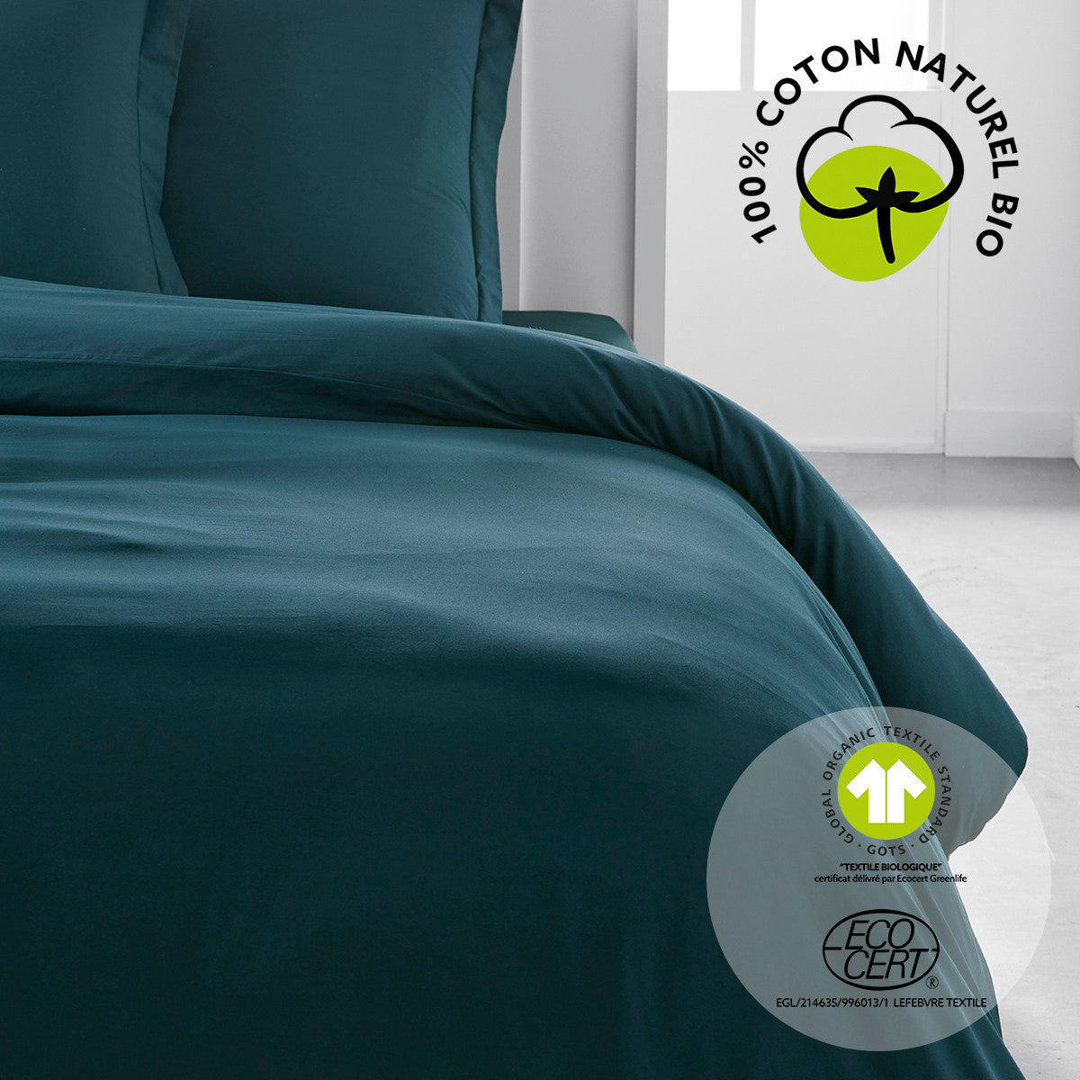 Completo letto  Today  HC 220/240 Coton TODAY Organic Paon  Blu