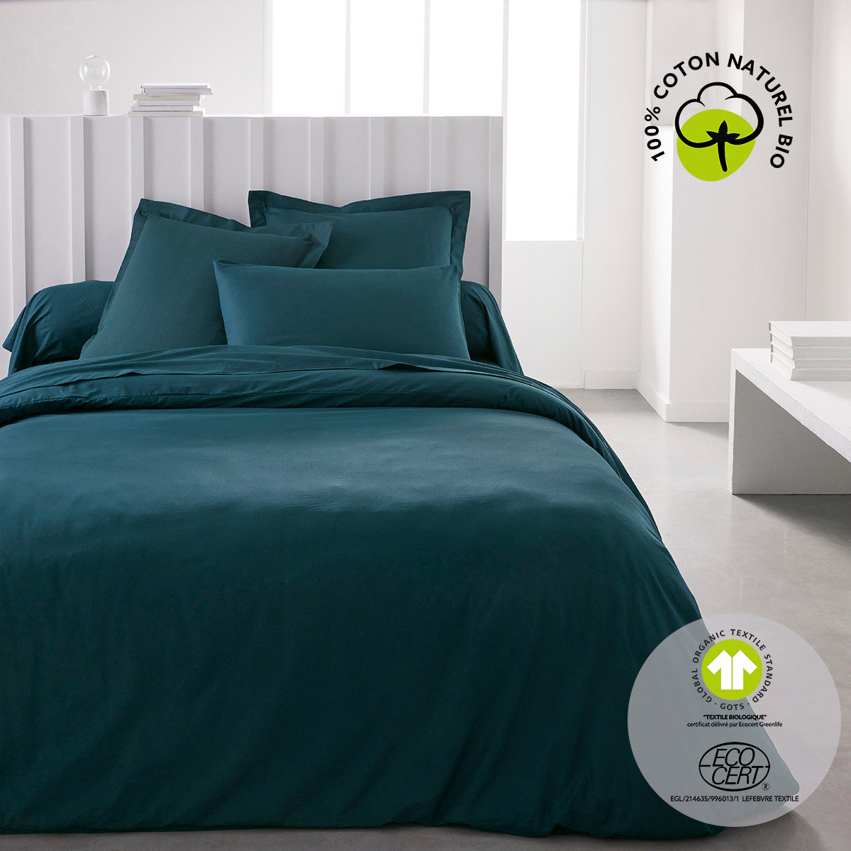 Completo letto  Today  HC 220/240 Coton TODAY Organic Paon  Blu