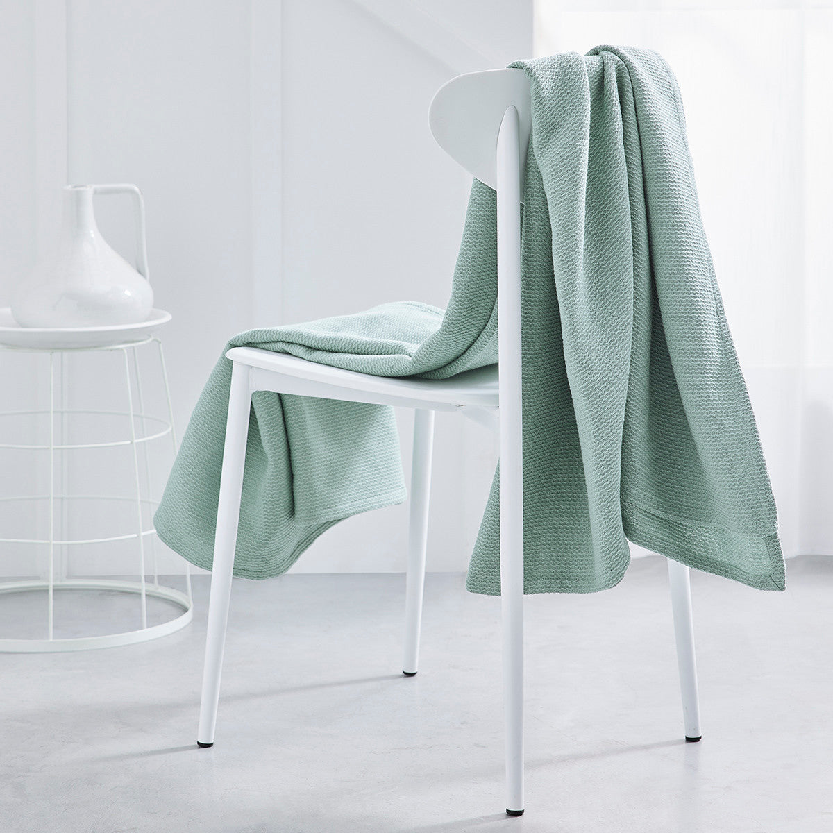 Plaid, coperte  Today  Jeté de Lit Nid d'Abeille 150/200 Coton TODAY Essential Celadon  Verde