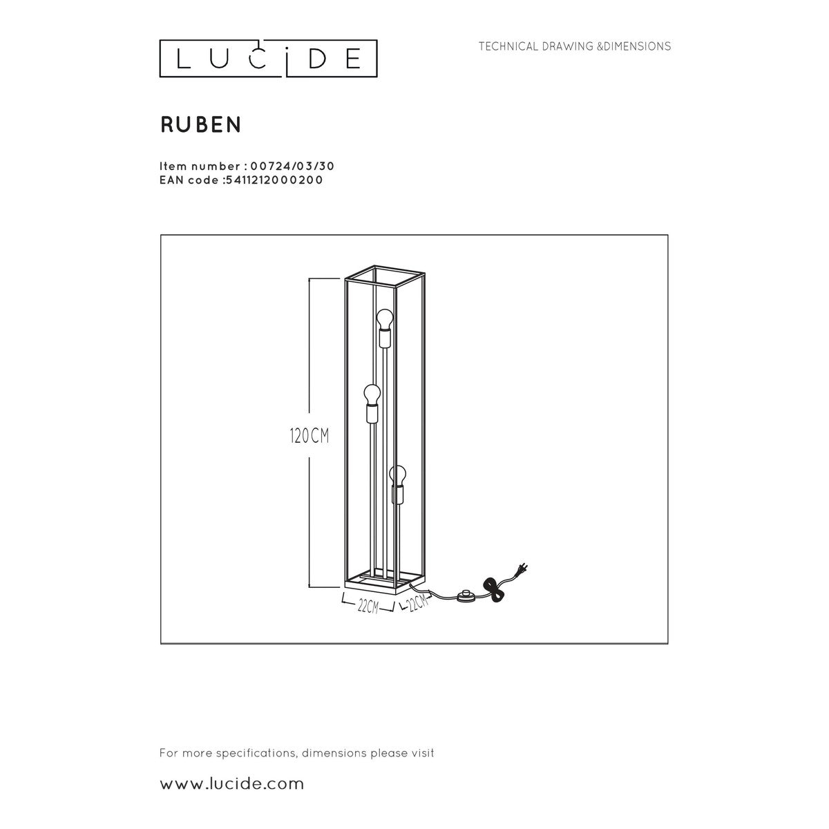 Lampade da terra  Lucide  RUBEN  Nero