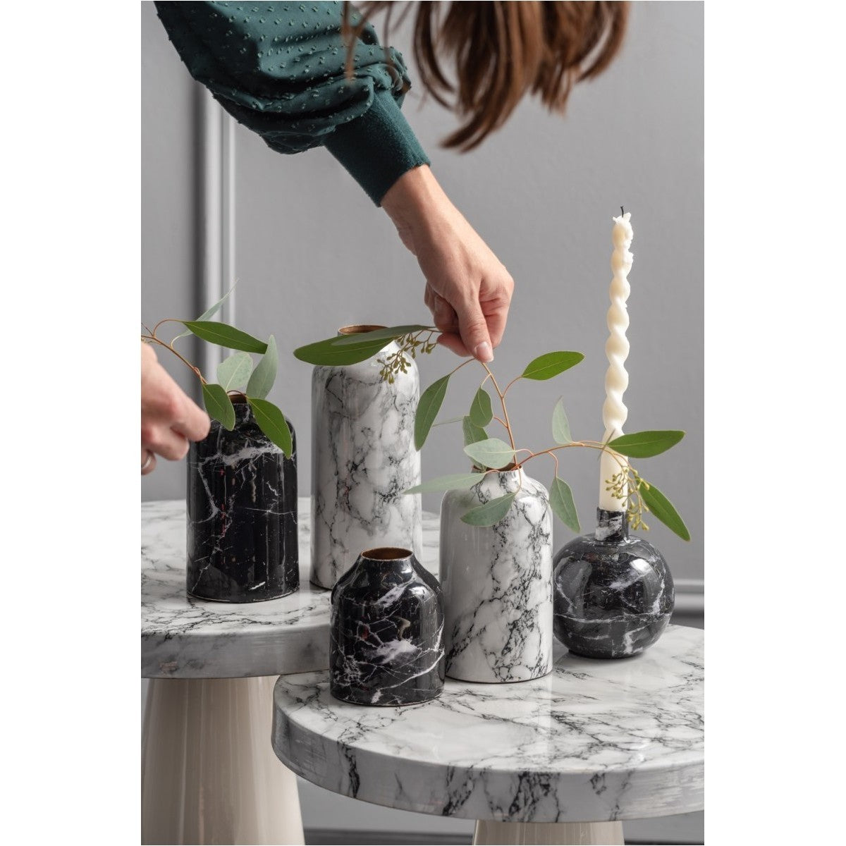 Candelieri, porta candele  Present Time  MARBLE LOOK  Nero