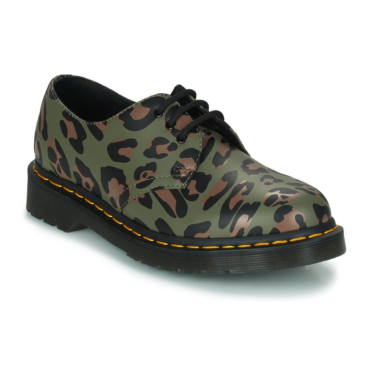 Stivaletti Donna Dr. Martens  1461 Smooth Distorted Leopard  Kaki