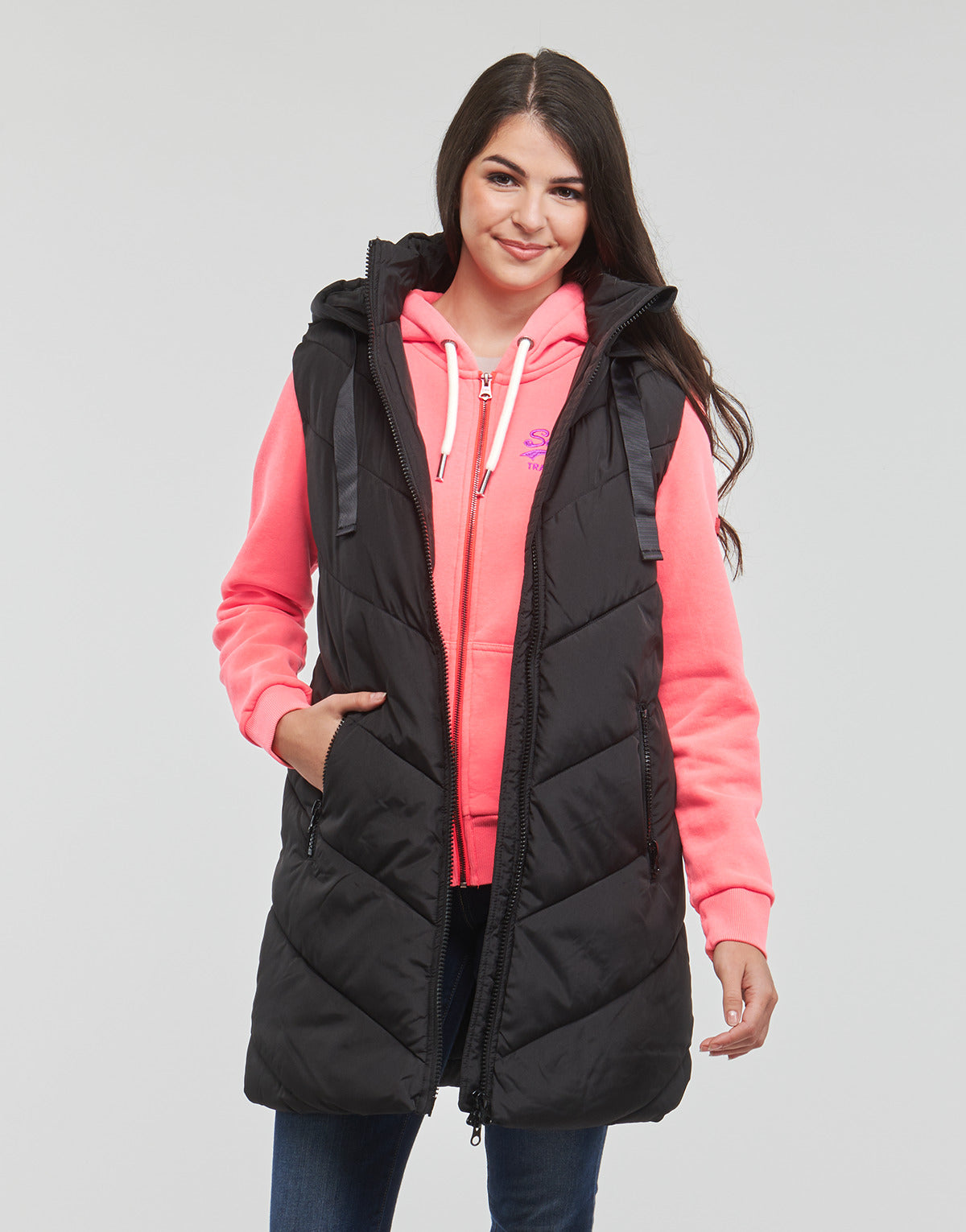 Piumino Donna JDY  JDYSKYLAR PADDED HOOD WAISTCOAT OTW  Nero