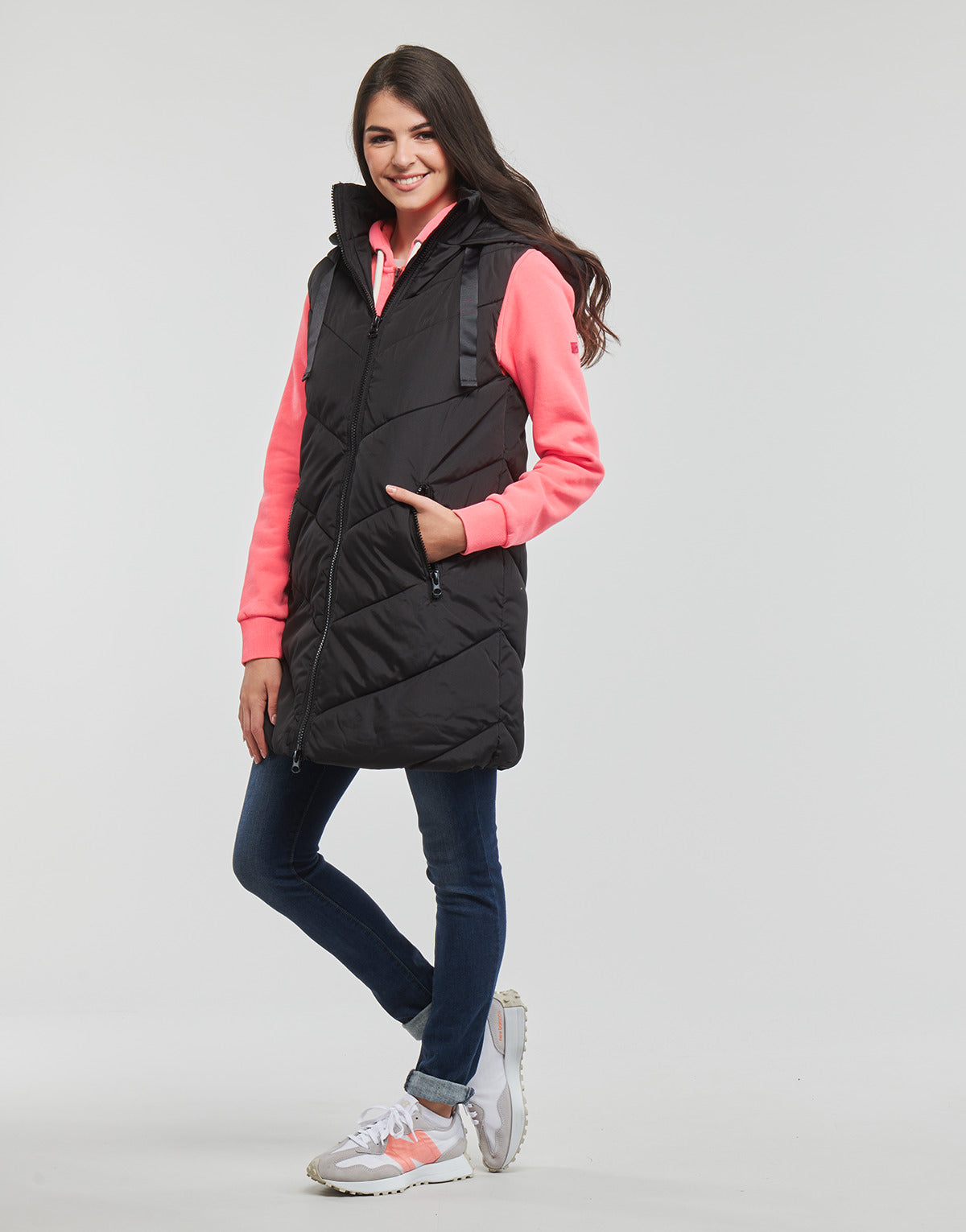 Piumino Donna JDY  JDYSKYLAR PADDED HOOD WAISTCOAT OTW  Nero