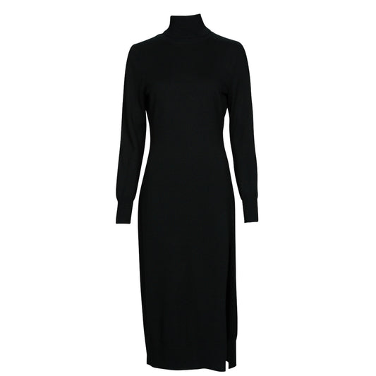 Abito lungo Donna MICHAEL Michael Kors  TURTLE NK SLIT MIDI DRS  Nero