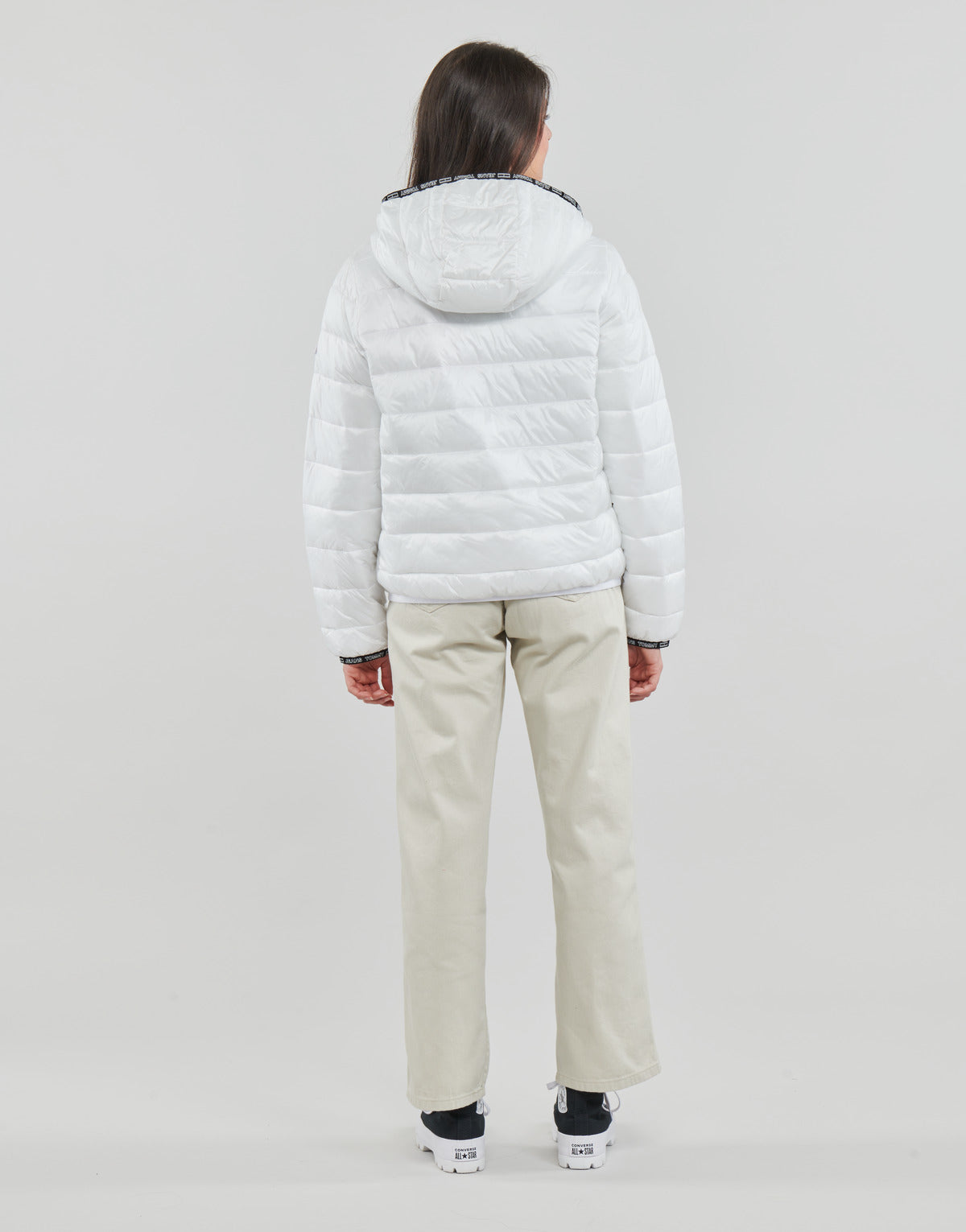 Piumino Donna Tommy Jeans  TJW QUILTED TAPE HOODED JACKET  Bianco