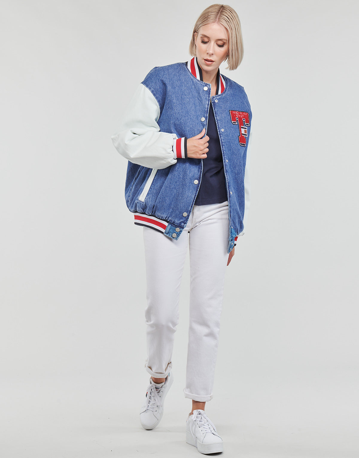 Giubbotto Donna Tommy Jeans  DENIM LETTERMAN JACKET DF7018  Multicolore