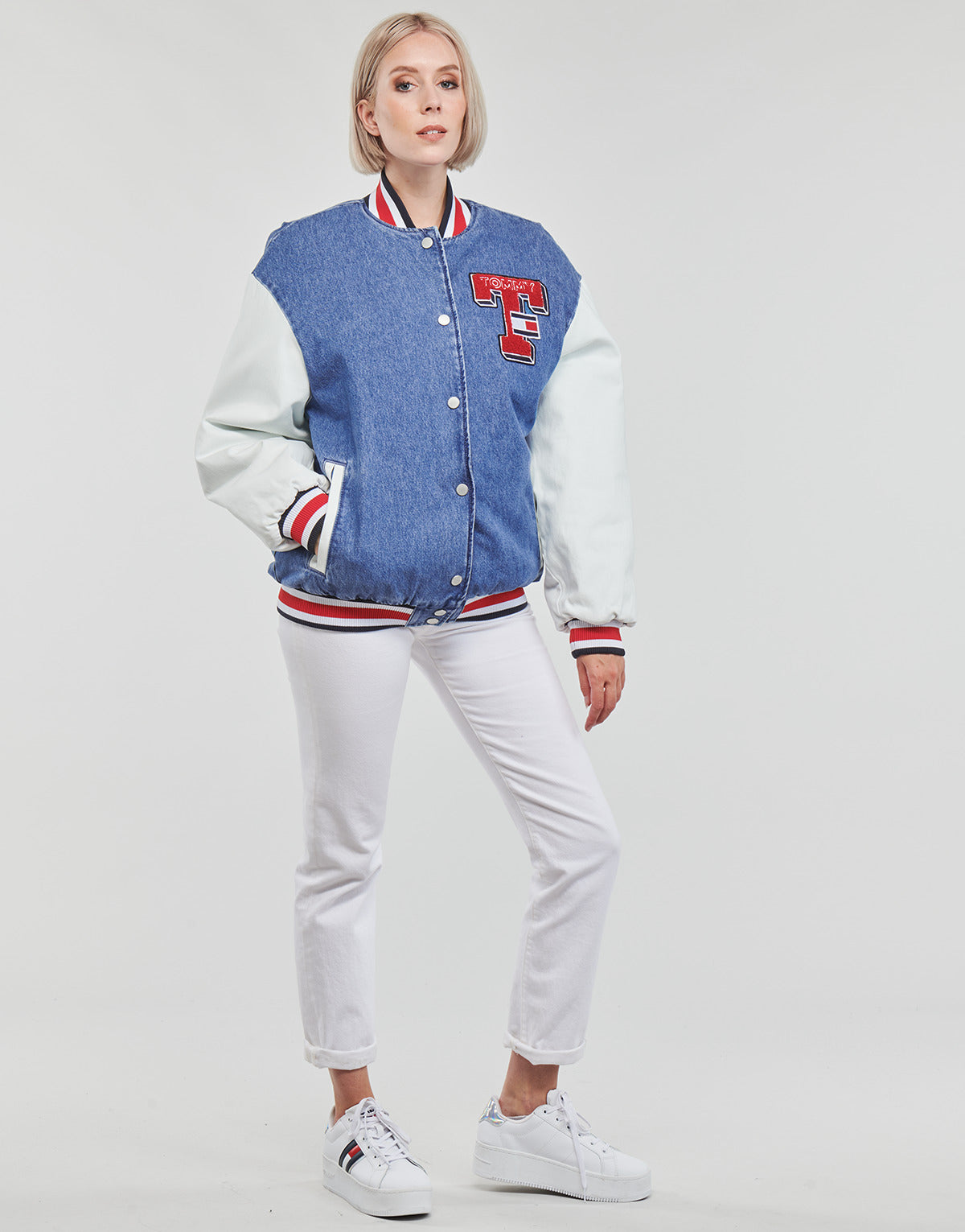 Giubbotto Donna Tommy Jeans  DENIM LETTERMAN JACKET DF7018  Multicolore