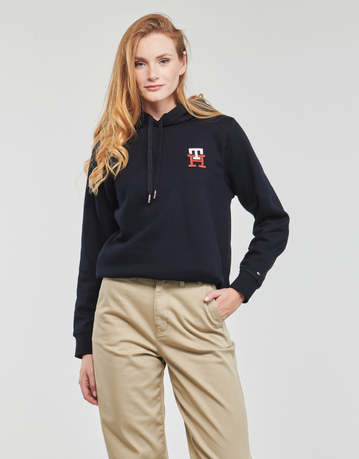 Felpa Donna Tommy Hilfiger  REG MONOGRAM EMB HOODIE LS  Marine