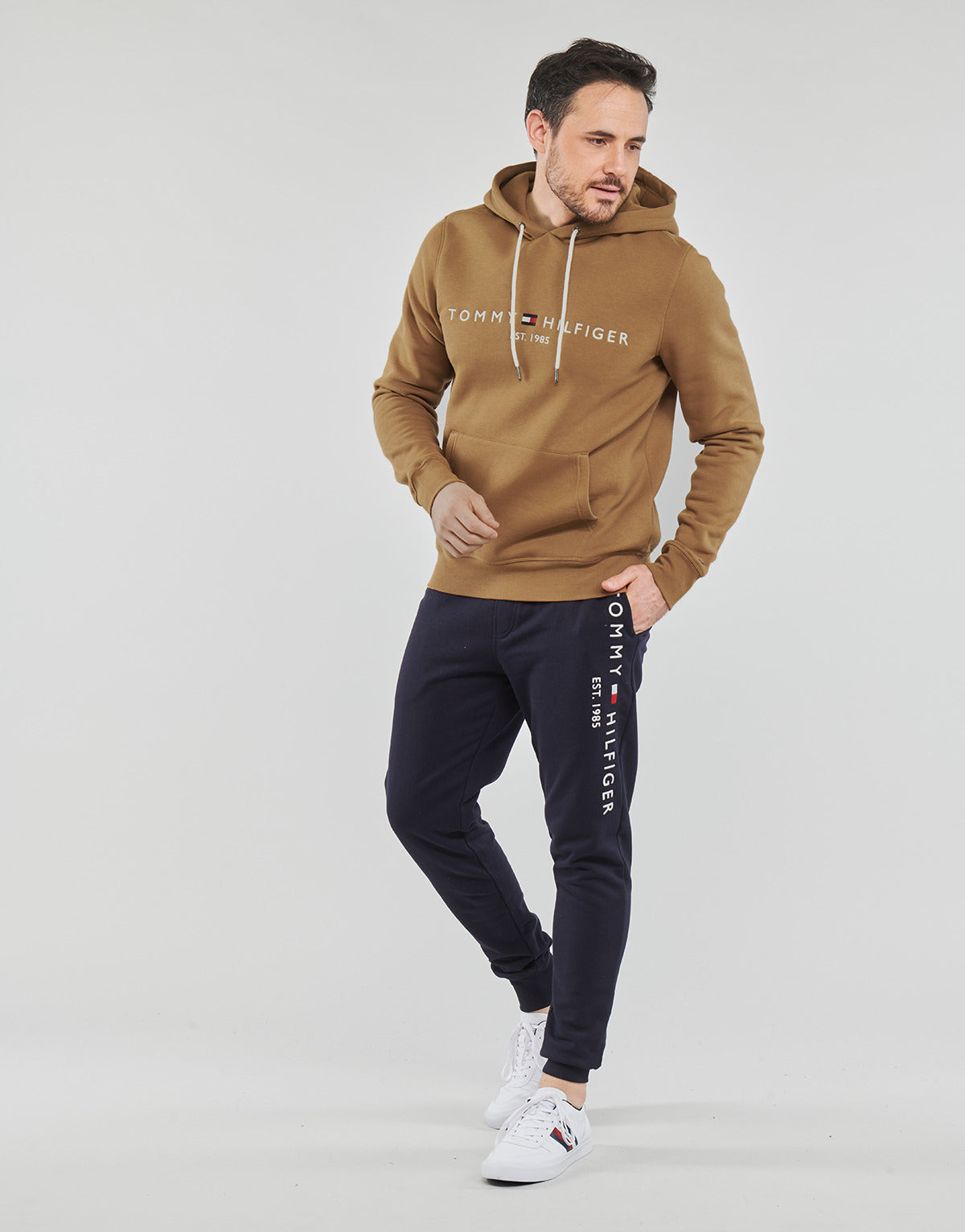 Felpa Uomo Tommy Hilfiger  TOMMY LOGO HOODY  Beige