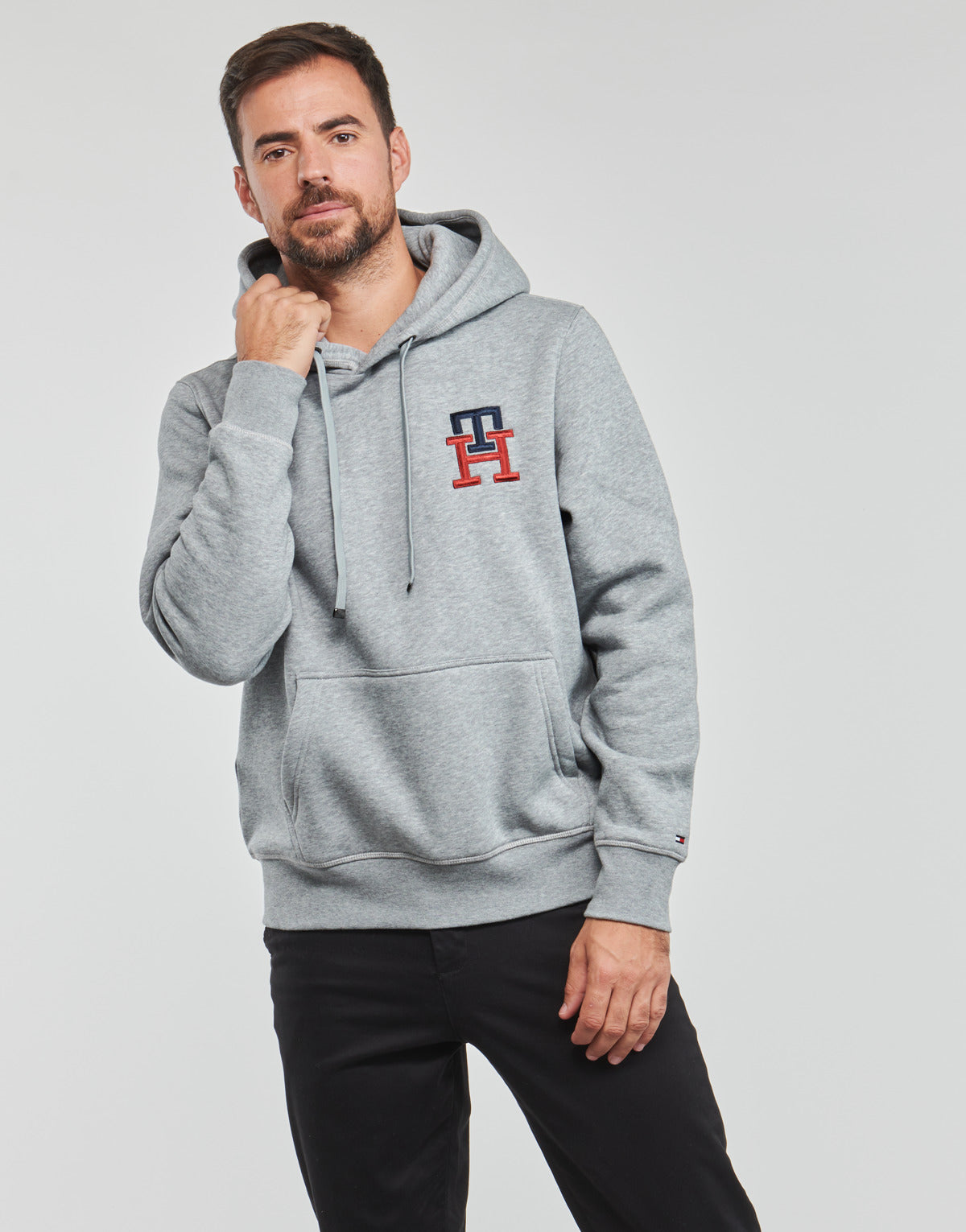 Felpa Uomo Tommy Hilfiger  ESSENTIAL MONOGRAM HOODY  Grigio