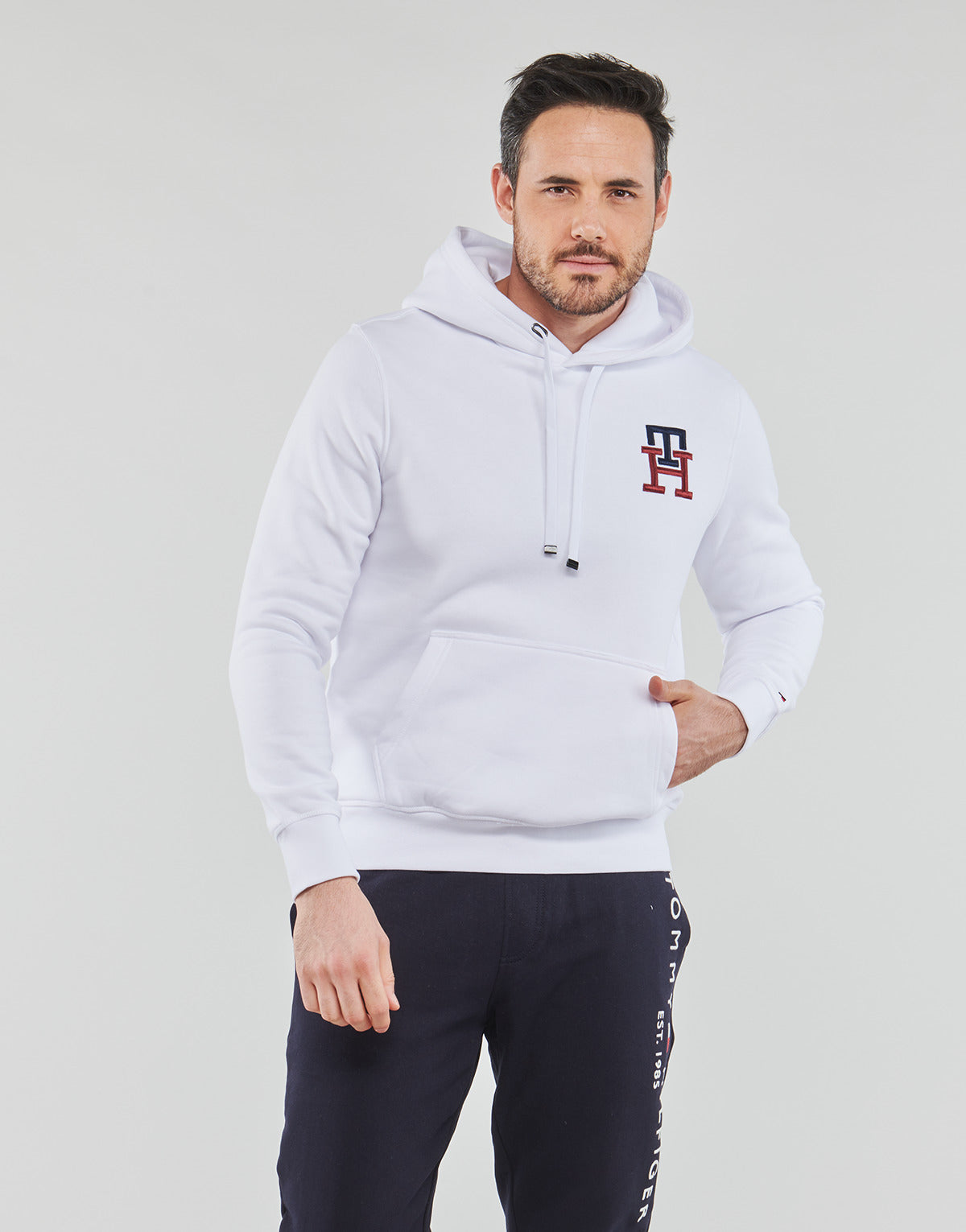 Felpa Uomo Tommy Hilfiger  ESSENTIAL MONOGRAM HOODY  Bianco