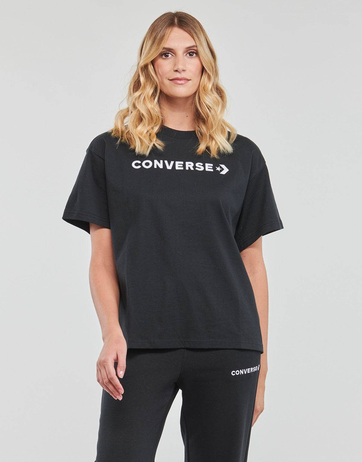 T-shirt Donna Converse  WORDMARK RELAXED TEE  Nero