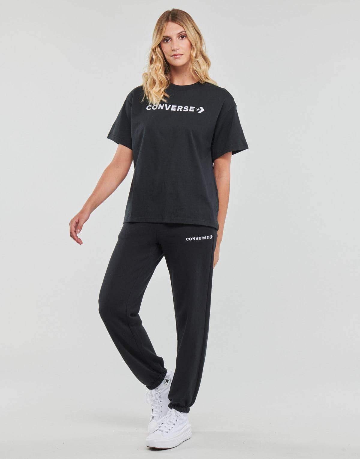 T-shirt Donna Converse  WORDMARK RELAXED TEE  Nero