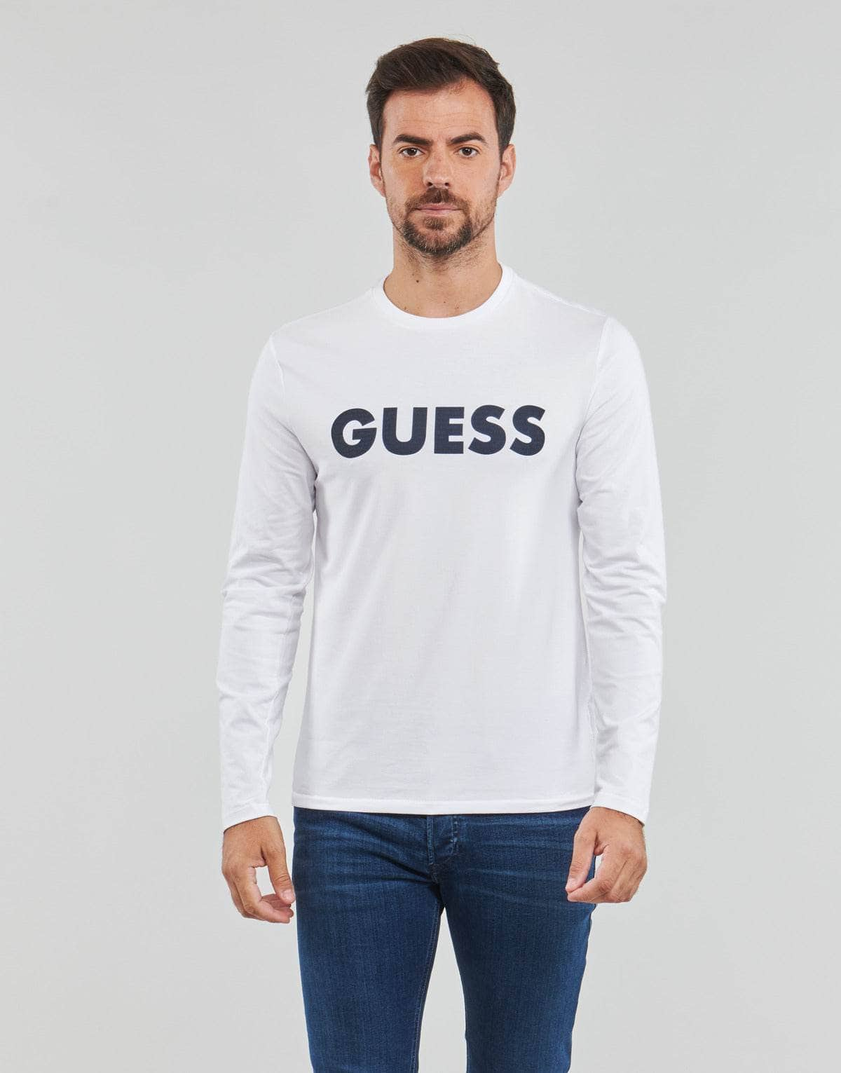 T-shirts a maniche lunghe Uomo Guess  LABYRINTH CN LS  Bianco