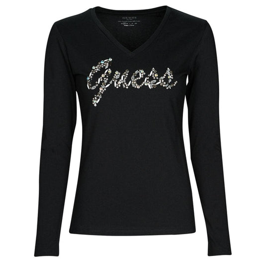 T-shirts a maniche lunghe Donna Guess  LS VN BONITA TEE  Nero