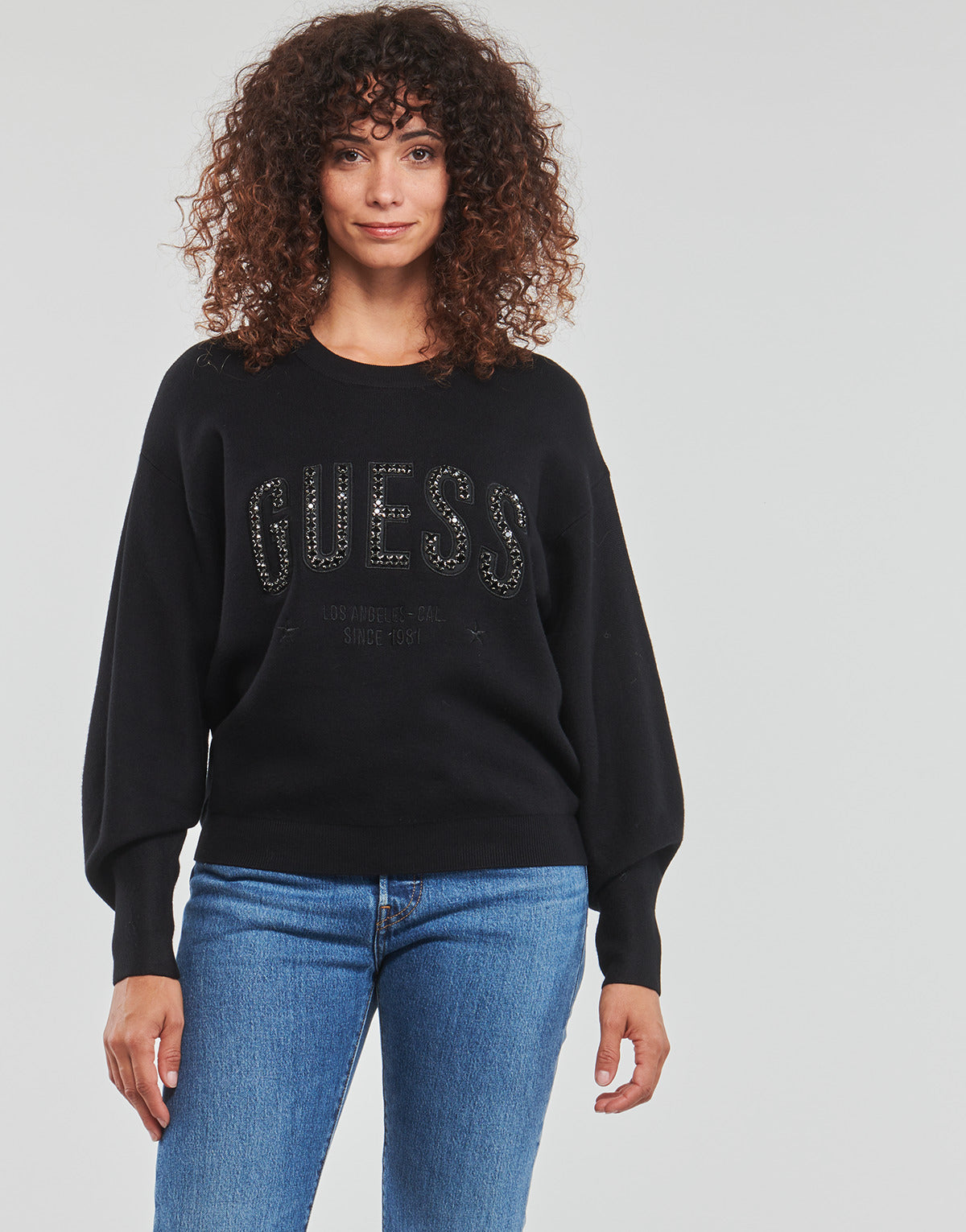 Maglione Donna Guess  ESTELLE RN LS  Nero