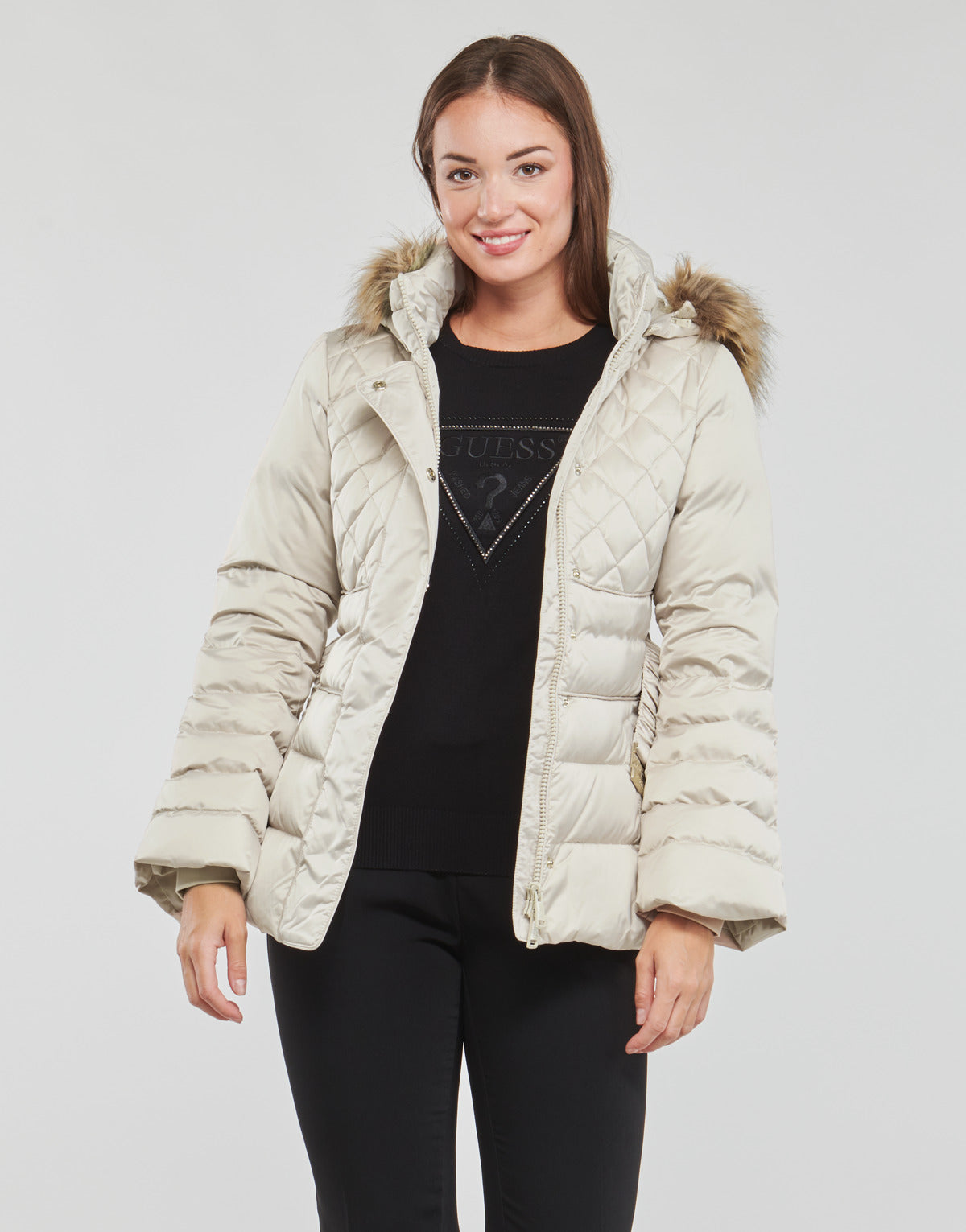 Piumino Donna Guess  LAURIE DOWN JACKET  Beige