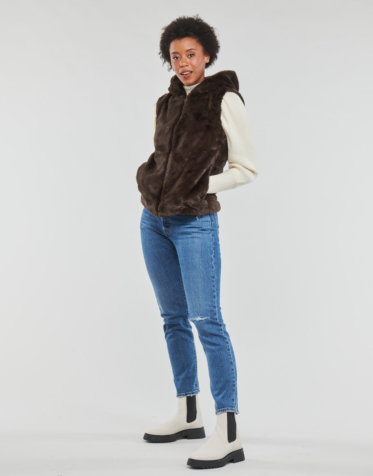 Giubbotto Donna Only  ONLMALOU FAUX FUR WAISTCOAT CC OTW  Marrone