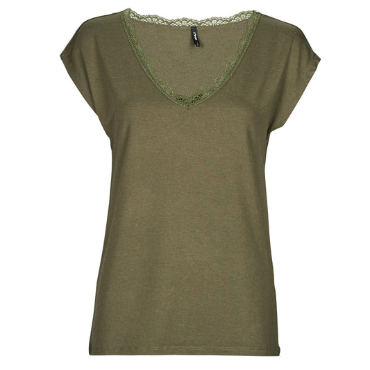 Camicetta Donna Only  ONLMOSTER S/S LACE V-NECK TOP CS JRS  Verde