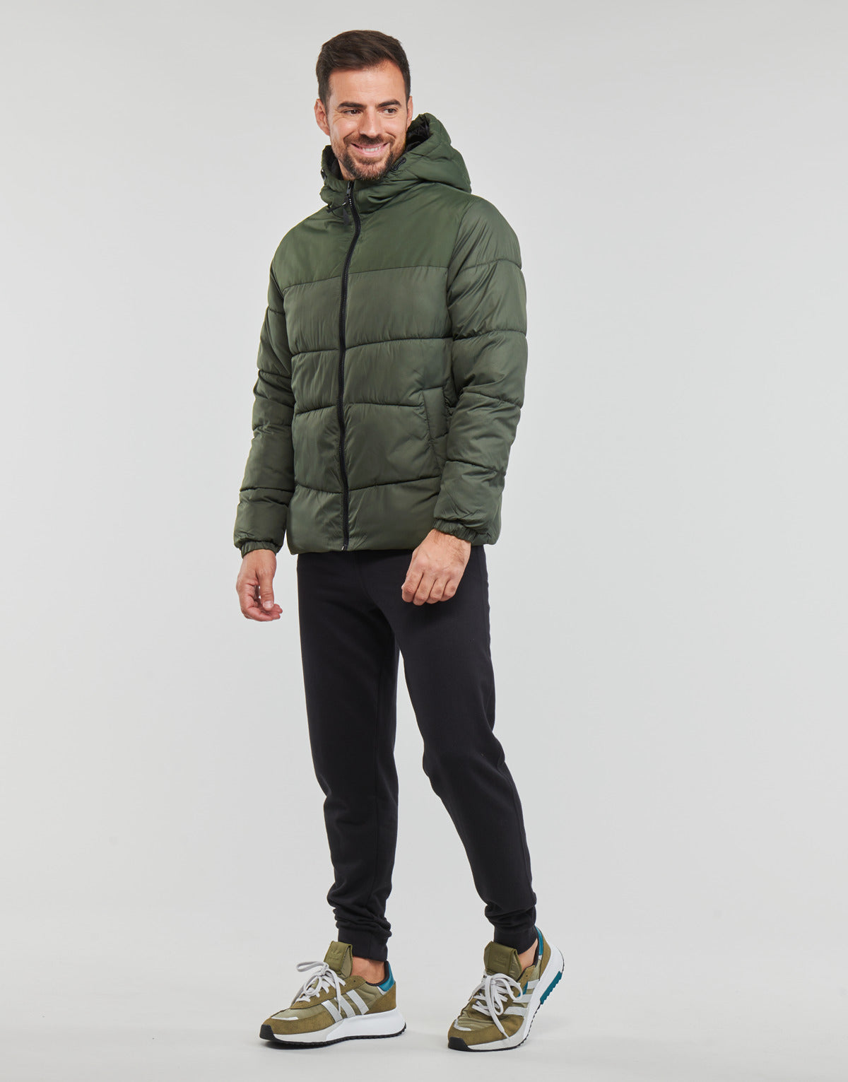 Piumino Uomo Jack & Jones  JJCHILI PUFFER HOOD  Kaki