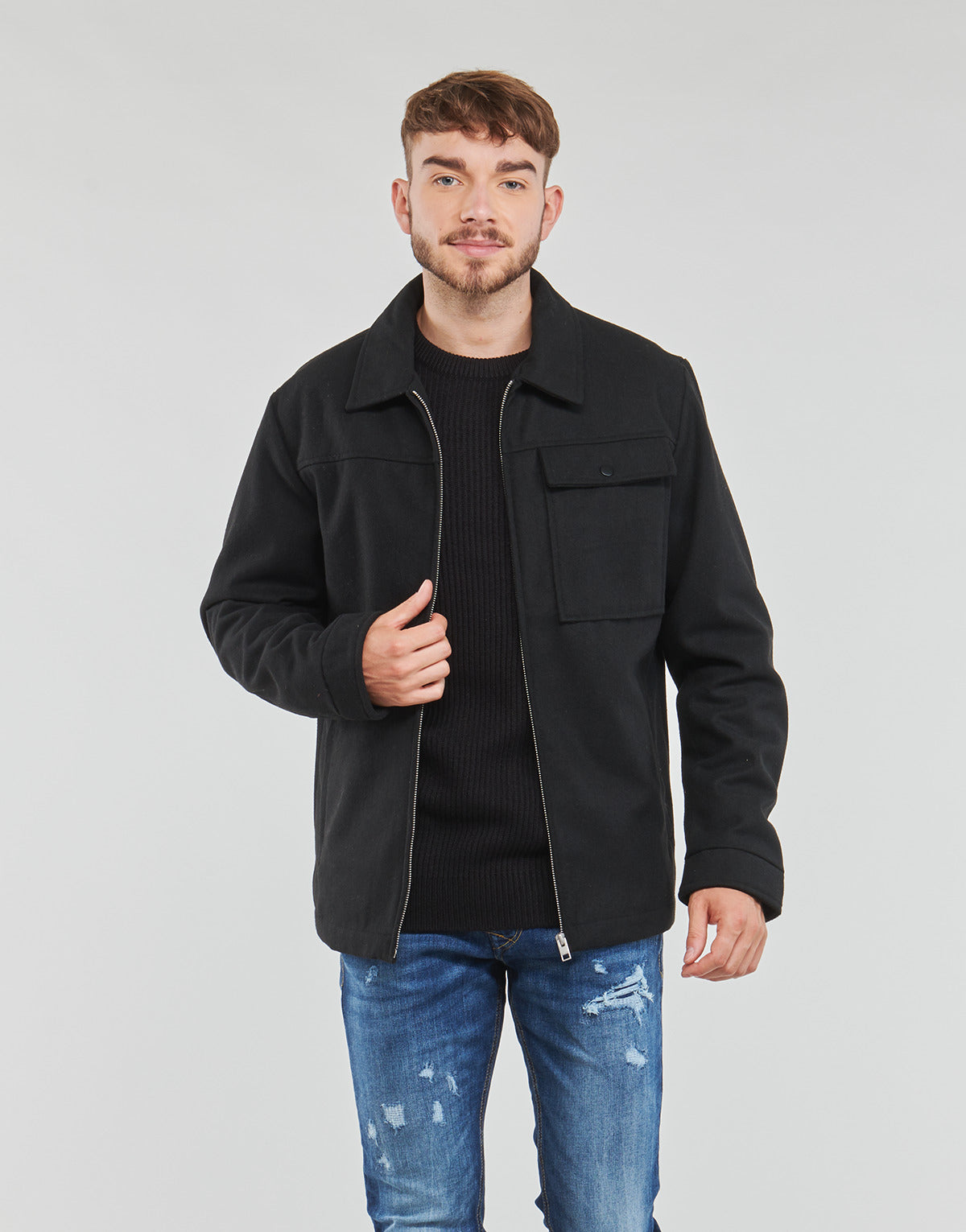 Mantella Uomo Jack & Jones  JJJOHNSON WOOL JACKET  Nero