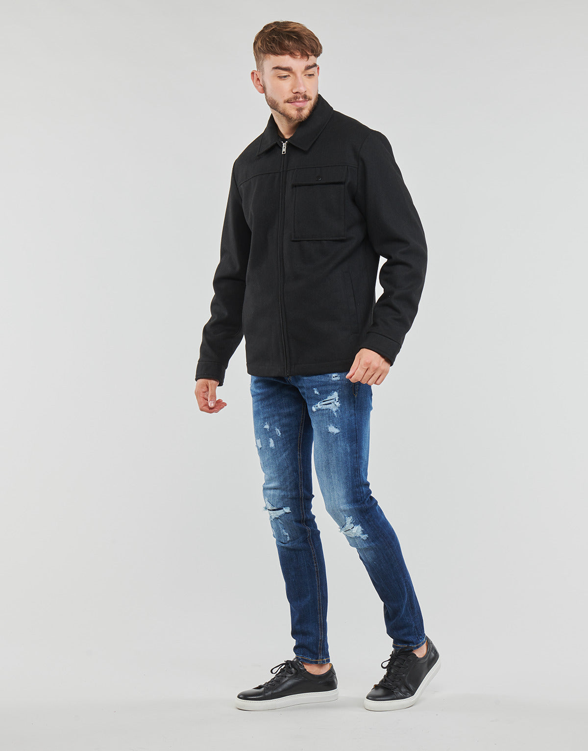 Mantella Uomo Jack & Jones  JJJOHNSON WOOL JACKET  Nero