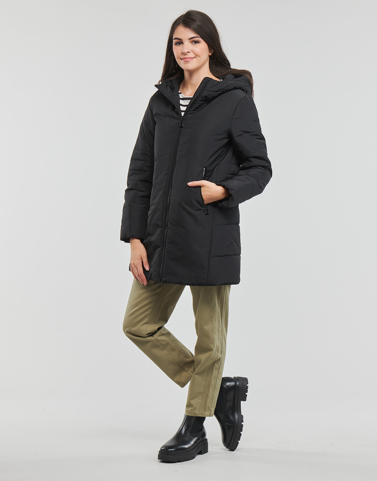 Mantella Donna Geox  W MYRIA LONG COAT  Nero