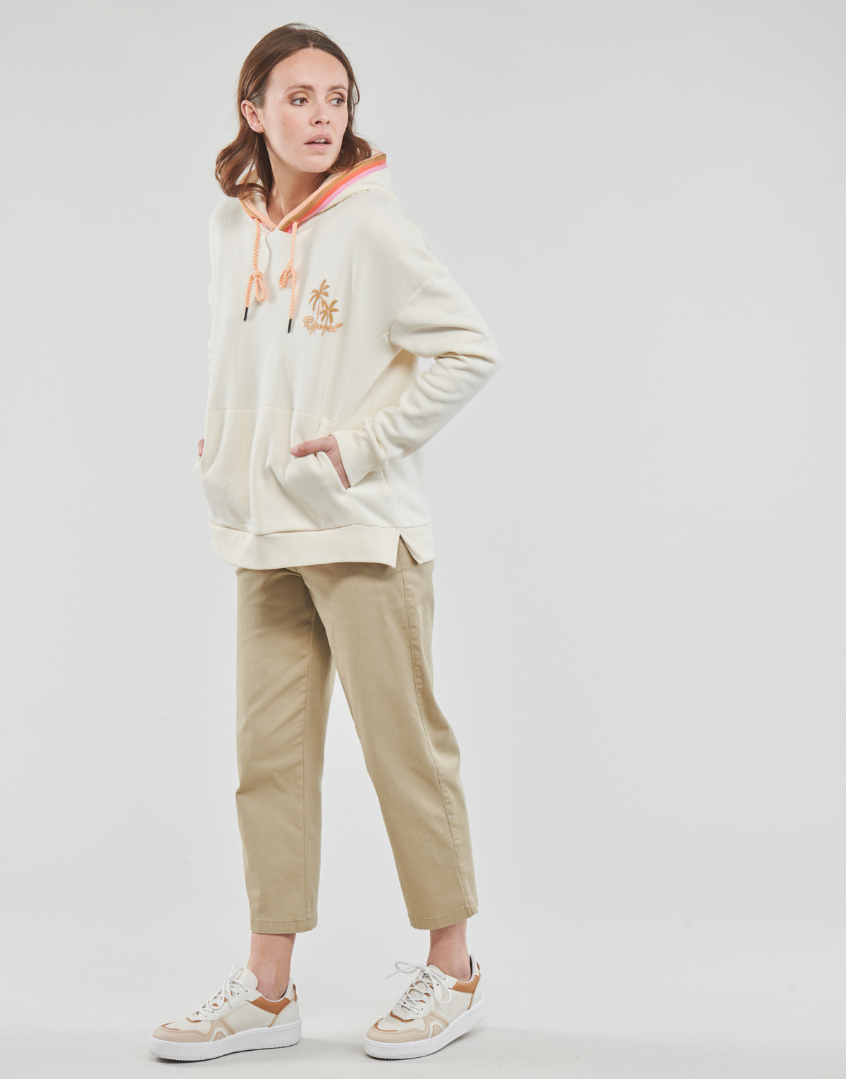 Felpa Donna Rip Curl  LINOCA HOODED FLEECE  Bianco