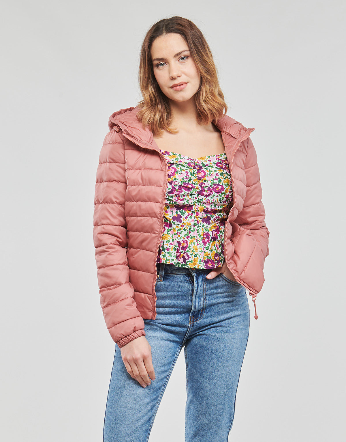 Piumino Donna Only  ONLTAHOE HOOD JACKET  Rosa