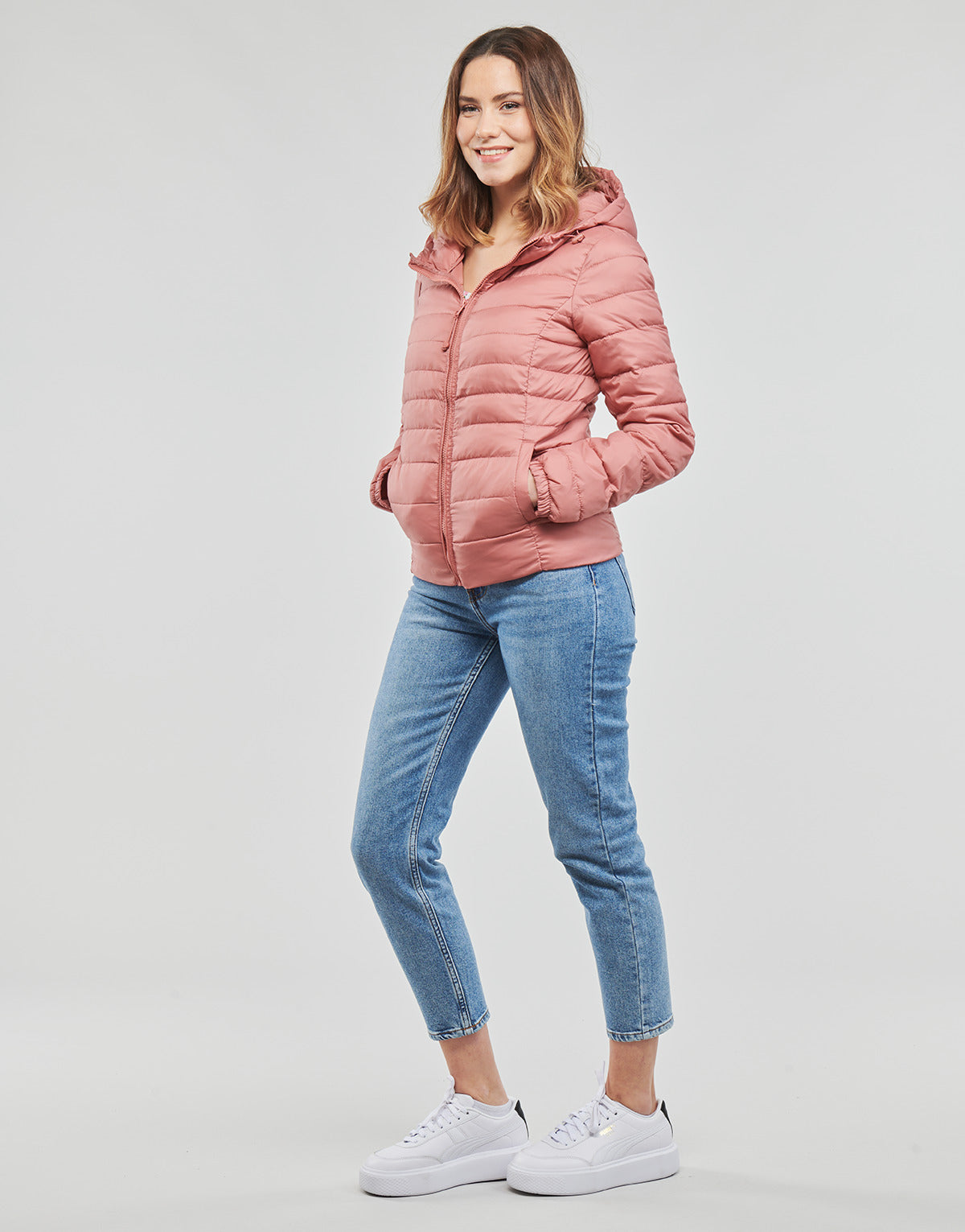 Piumino Donna Only  ONLTAHOE HOOD JACKET  Rosa