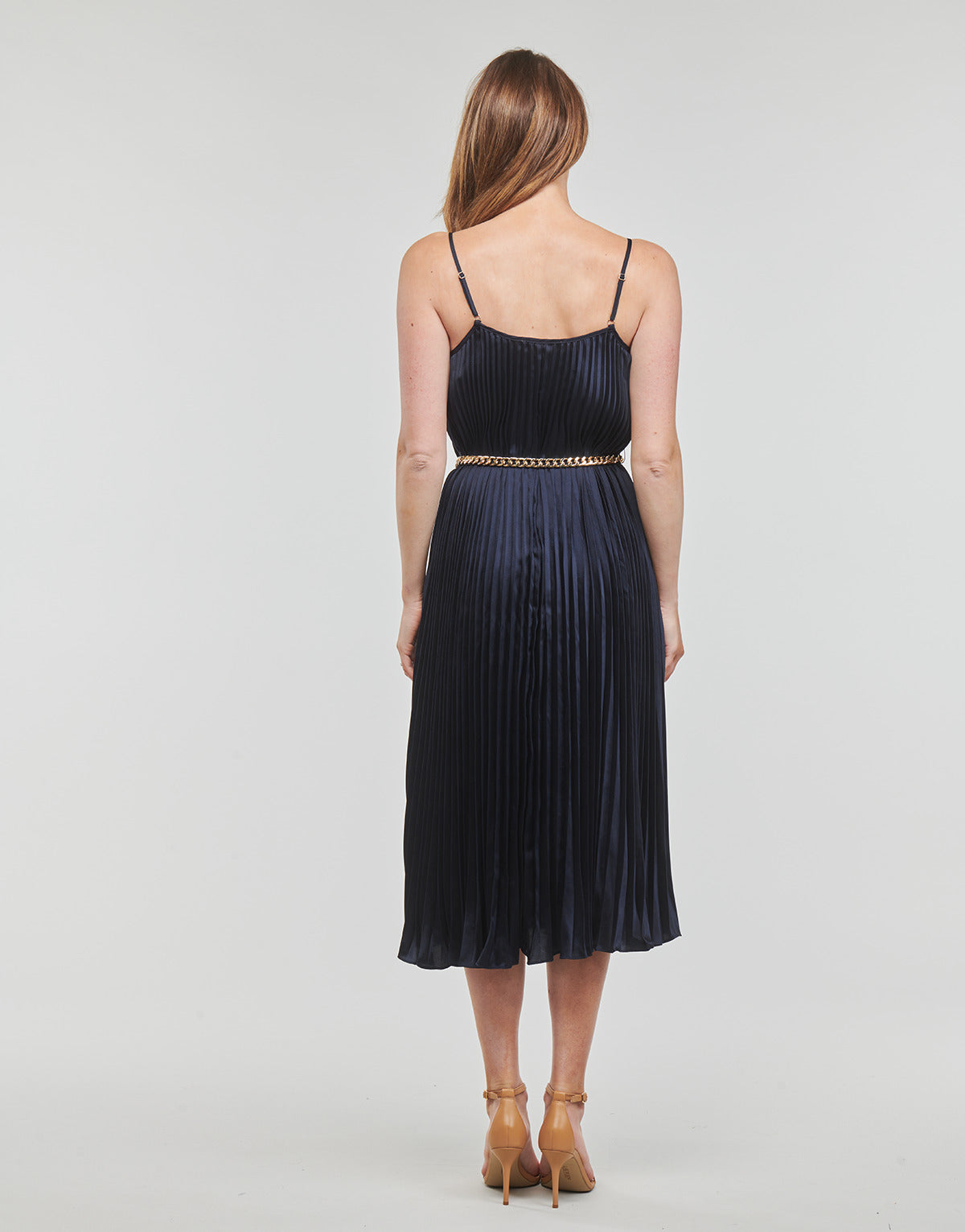 Abito lungo Donna MICHAEL Michael Kors  PLEATED SLIP MIDI DRESS  Marine