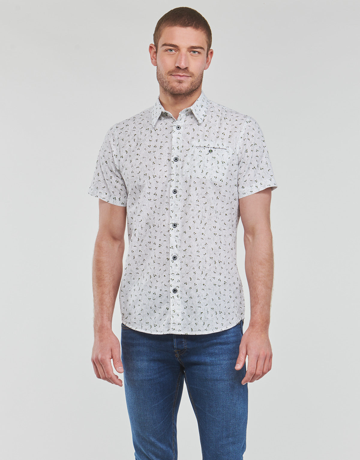 Camicia a maniche corte Uomo Petrol Industries  Shirt Short Sleeve AOP  Bianco