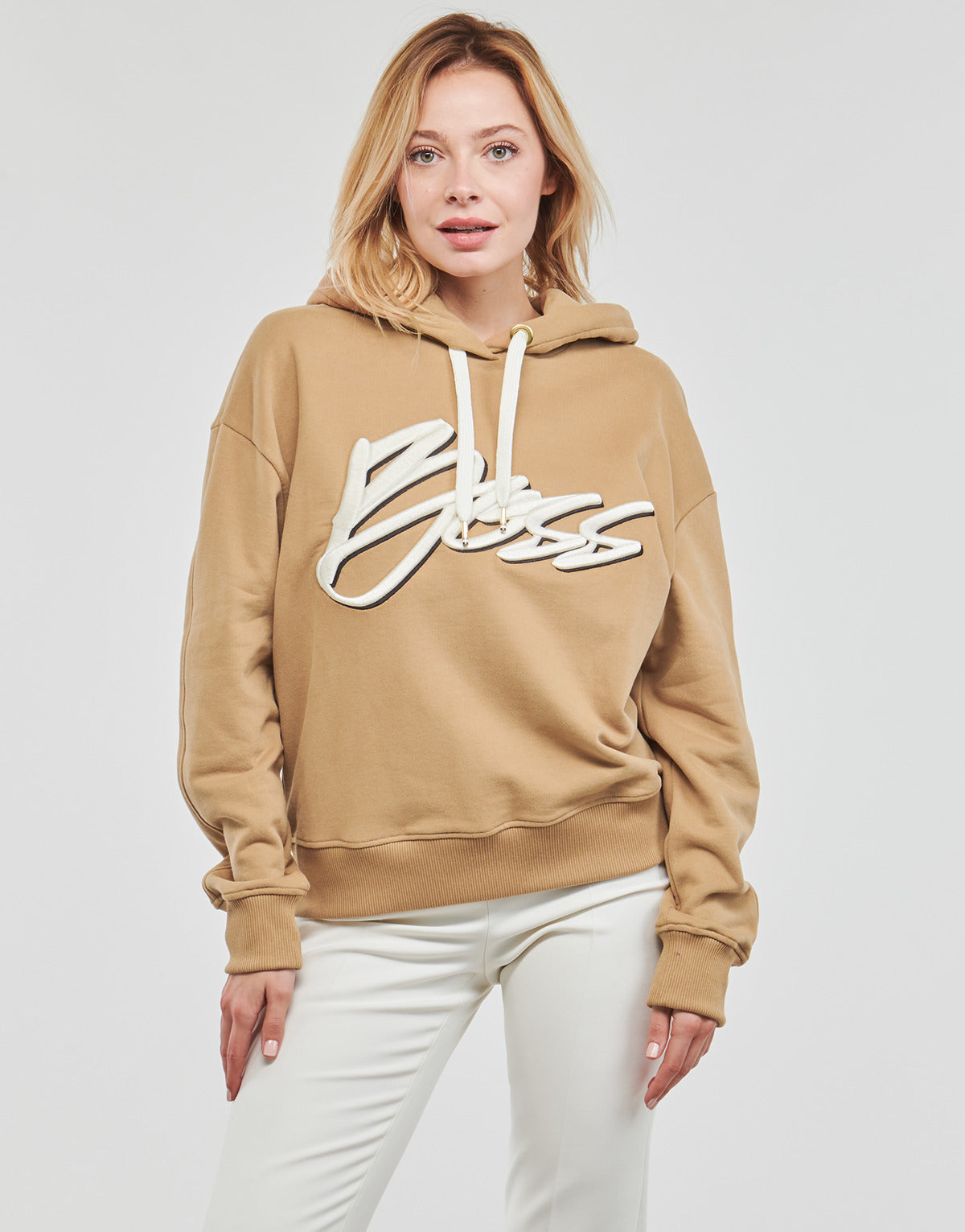 Felpa Donna BOSS  Ecaisy_Logo  Beige