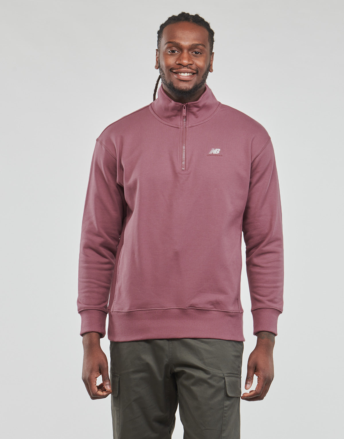 Felpa Uomo New Balance  Athletics 90's 1/4 Zip Mock Sweatshirt  Bordeaux