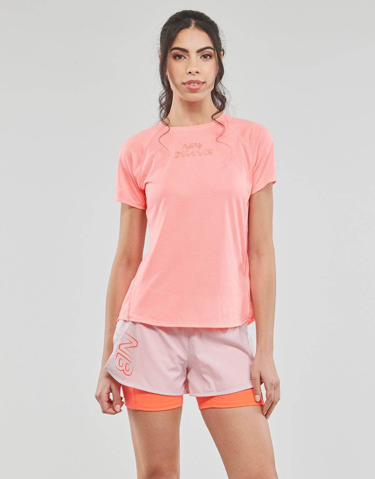 T-shirt Donna New Balance  Printed Impact Run Short Sleeve  Rosa