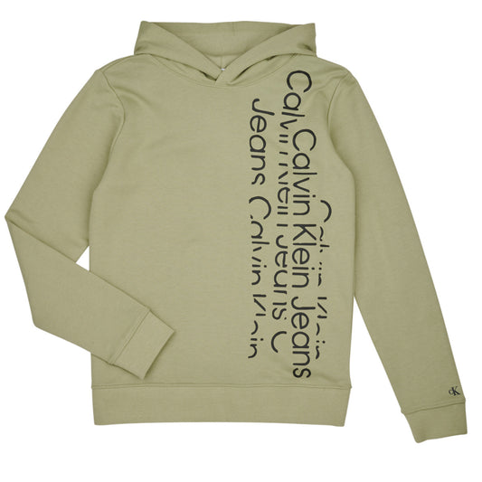 Felpa ragazzo Calvin Klein Jeans  REPEAT INSTITUTIONAL LOGO HOODIE  Kaki