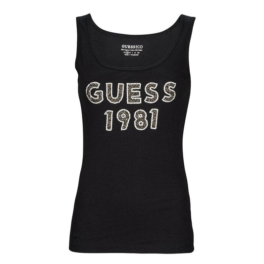 Top Donna Guess  LOGO TANK TOP  Nero