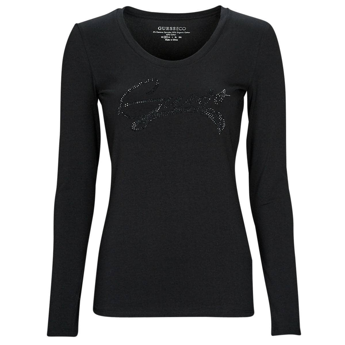 T-shirts a maniche lunghe Donna Guess  LS SN ADELINA TEE  Nero