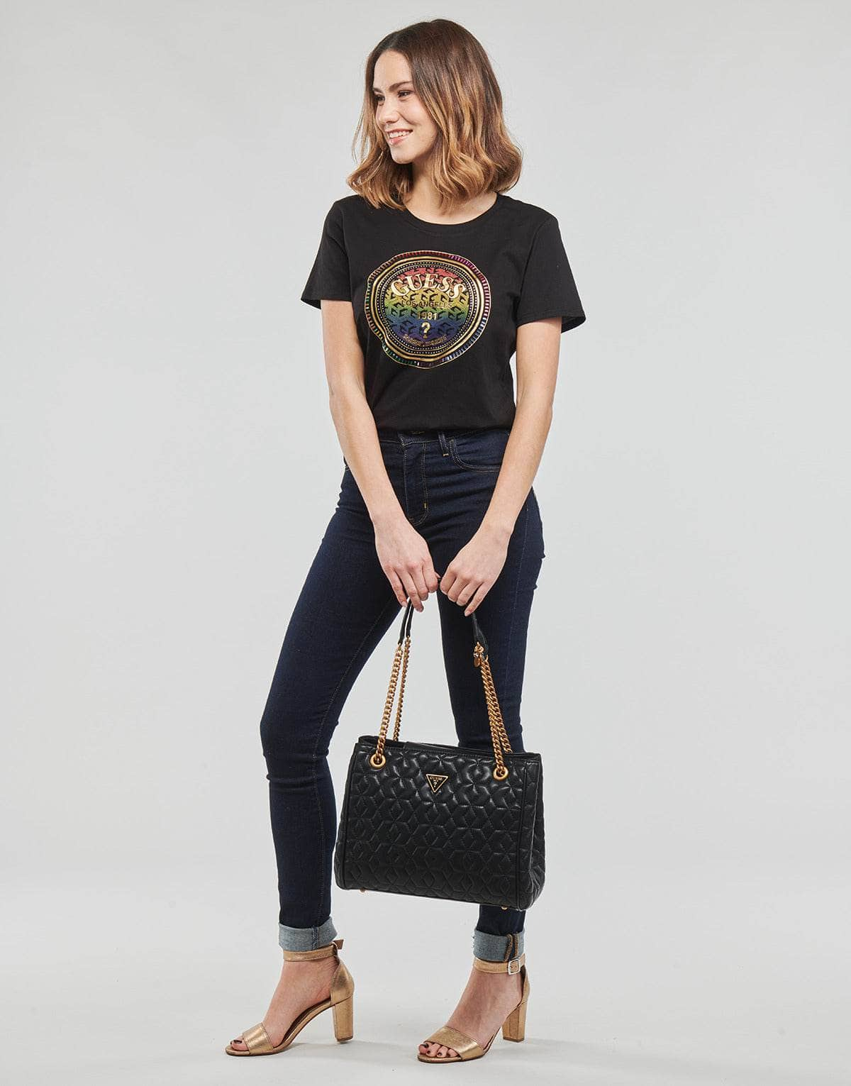 T-shirt Donna Guess  EASY TEE  Nero