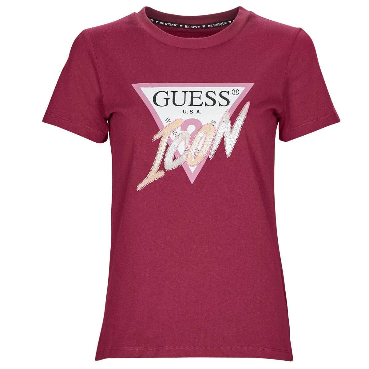 T-shirt Donna Guess  SS CN ICON TEE  Bordeaux