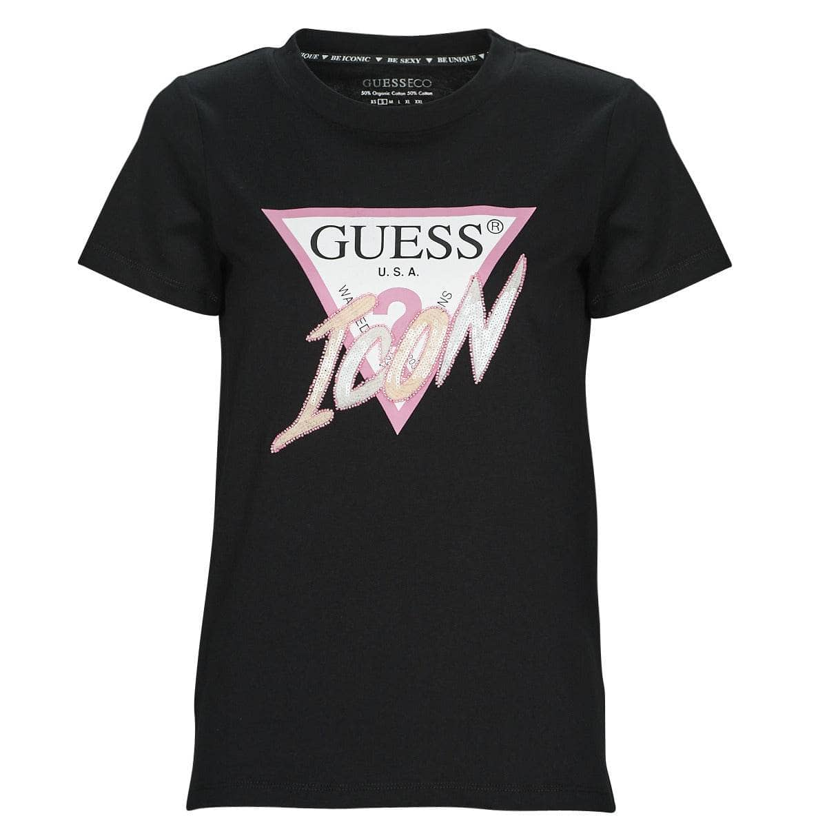 T-shirt Donna Guess  SS CN ICON TEE  Nero