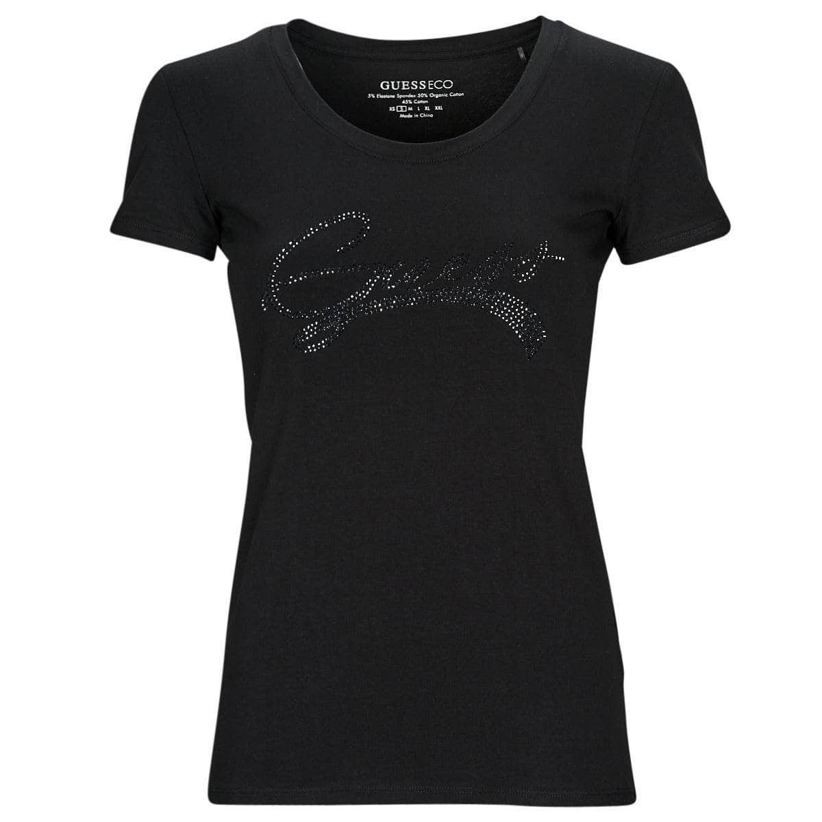 T-shirt Donna Guess  SS RN ADELINA TEE  Nero